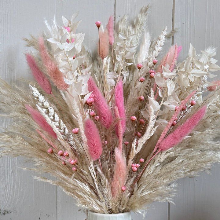 Maisie Dried Flower Arrangement | White &amp; Pink - Pampas Tallo