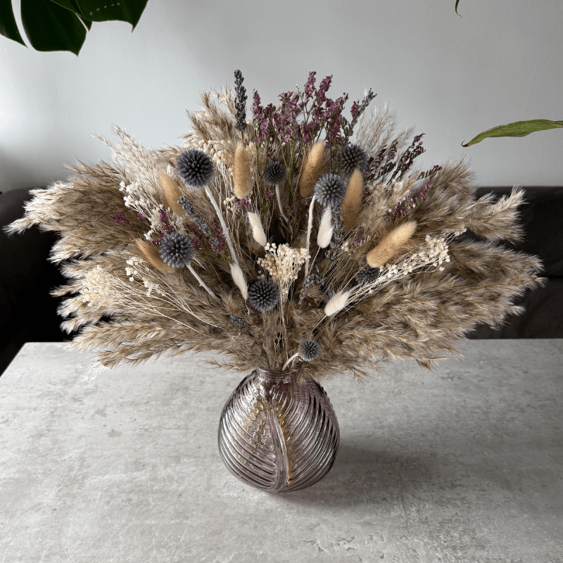 Margaret Dried Flower Arrangement In Natural, Berry & Lavender - Pampas Tallo