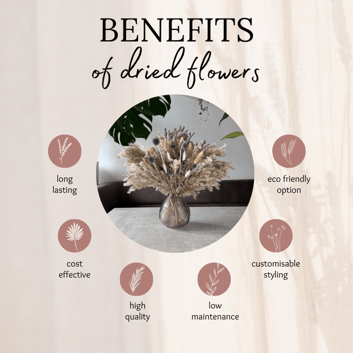 Margaret Dried Flower Arrangement In Natural, Berry & Lavender - Pampas Tallo