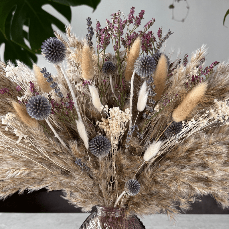 Margaret Dried Flower Arrangement In Natural, Berry & Lavender - Pampas Tallo