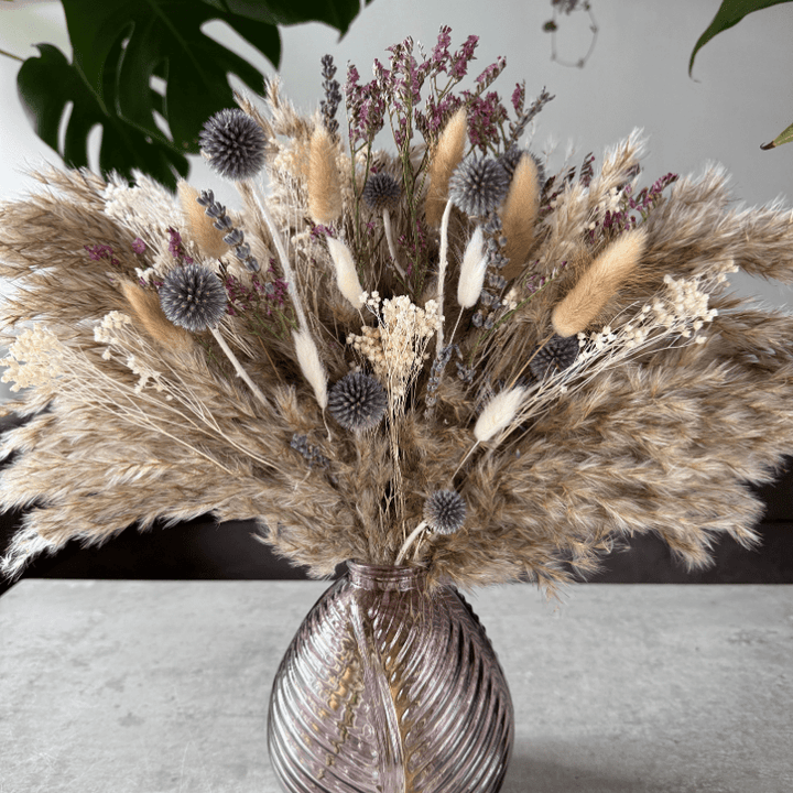 Margaret Dried Flower Arrangement In Natural, Berry & Lavender - Pampas Tallo