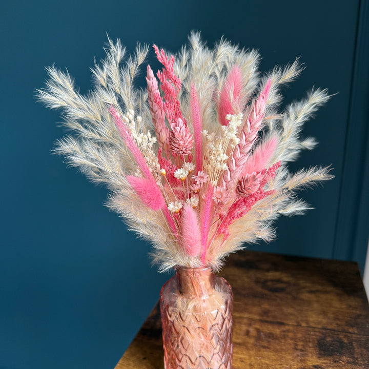 Marianne Dried Flower Arrangement | Cream &amp; Pink - Pampas Tallo