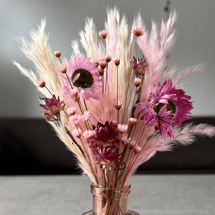 Marianne Dried Flower Arrangement In Cream & Pink - Pampas Tallo