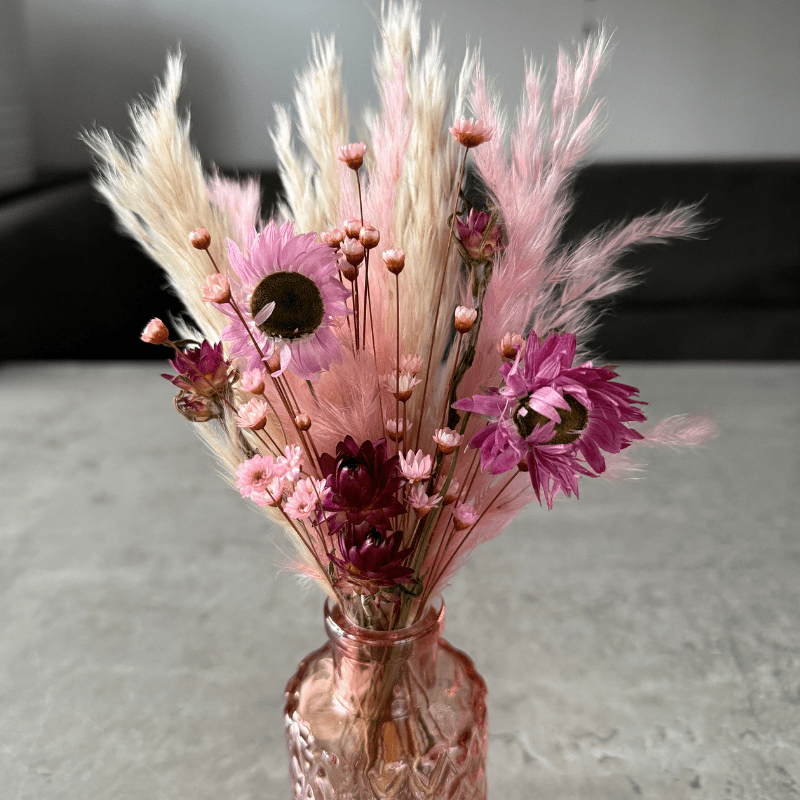 Marianne Dried Flower Arrangement In Cream & Pink - Pampas Tallo