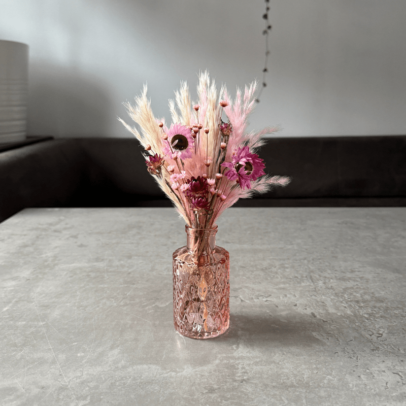 Marianne Dried Flower Arrangement In Cream & Pink - Pampas Tallo