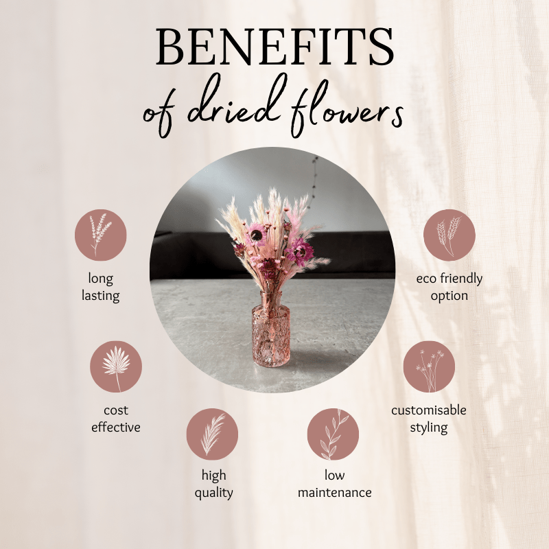 Marianne Dried Flower Arrangement In Cream & Pink - Pampas Tallo