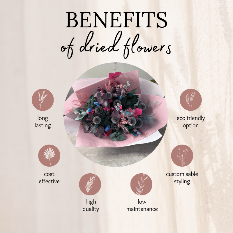 Megan Dried Flower Bouquet In Blue, Purple, Teal, Pink & Green - Pampas Tallo