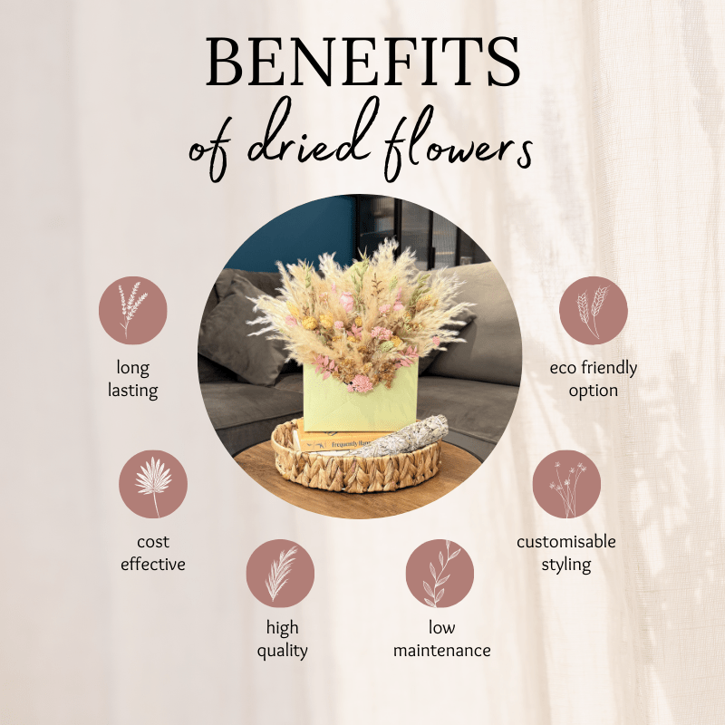 Mila Envelope Dried Flower Box In Cream, Natural, Pink & Green - Pampas Tallo