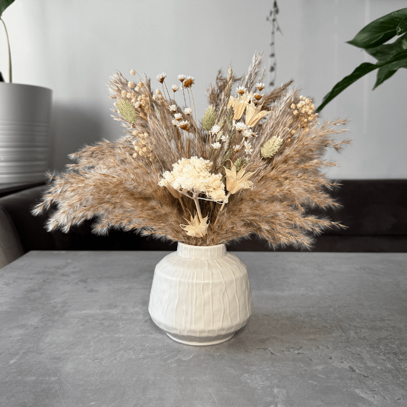 Nancy Dried Flower Arrangement In Natural, Cream & Soft Green - Pampas Tallo
