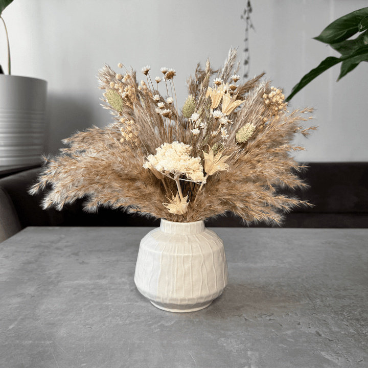 Nancy Dried Flower Arrangement In Natural, Cream & Soft Green - Pampas Tallo