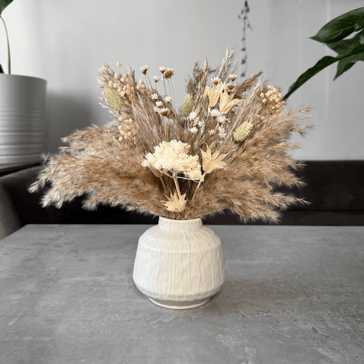 Nancy Dried Flower Arrangement In Natural, Cream & Soft Green - Pampas Tallo