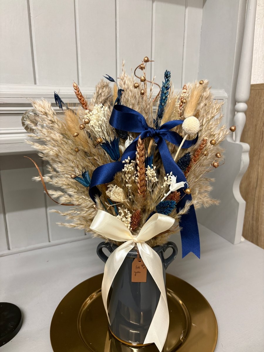 Navy & Bronze Christmas Arrangements - Pampas Tallo