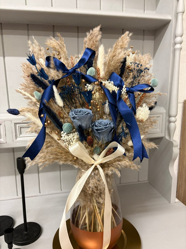 Navy & Bronze Christmas Arrangements - Pampas Tallo