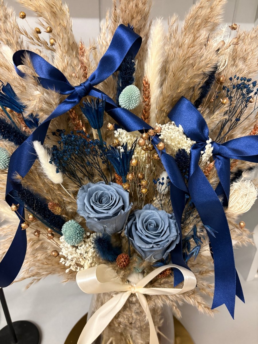 Navy & Bronze Christmas Arrangements - Pampas Tallo