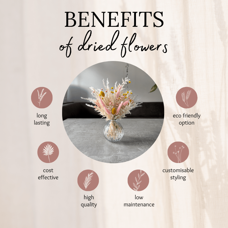 Nisa Dried Flower Arrangement In Cream, Yellow & Pink - Pampas Tallo