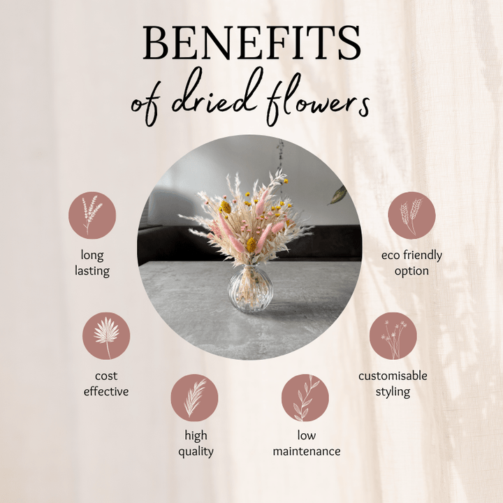 Nisa Dried Flower Arrangement In Cream, Yellow & Pink - Pampas Tallo