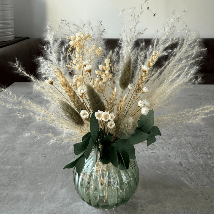 Nova Dried Flower Arrangement In Sage Green, Natural & White - Pampas Tallo