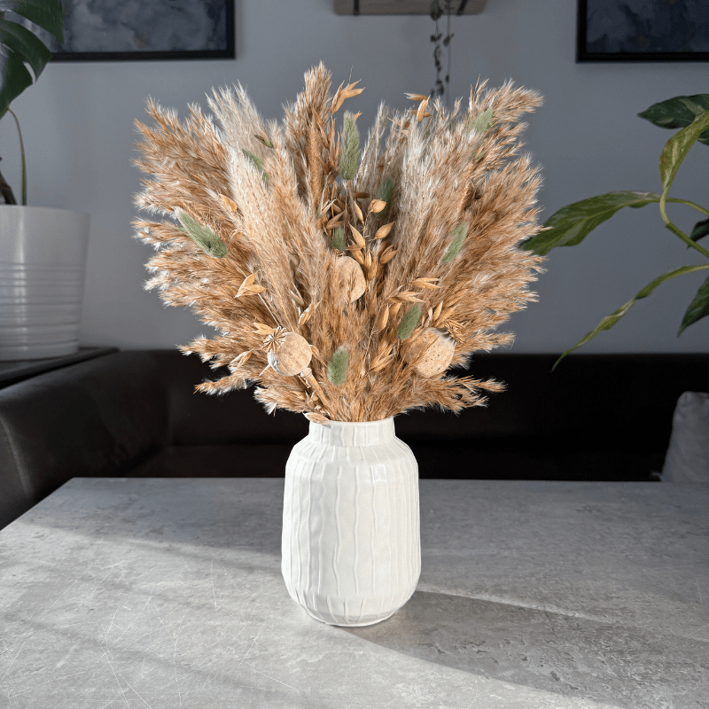 Olivia Dried Flower Arrangement In Natural & Sage - Pampas Tallo