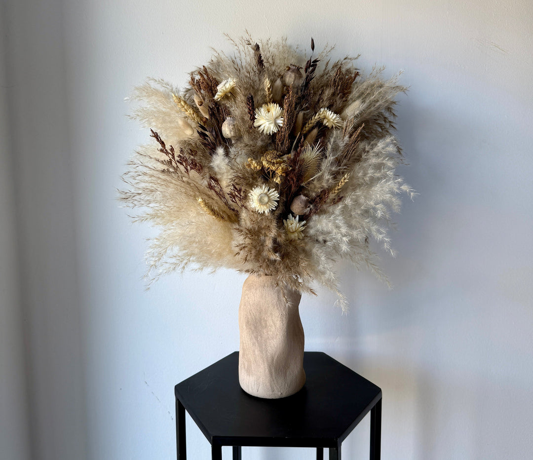 Olivia Dried Flower Arrangement | Natural, Cream &amp; Brown - Pampas Tallo