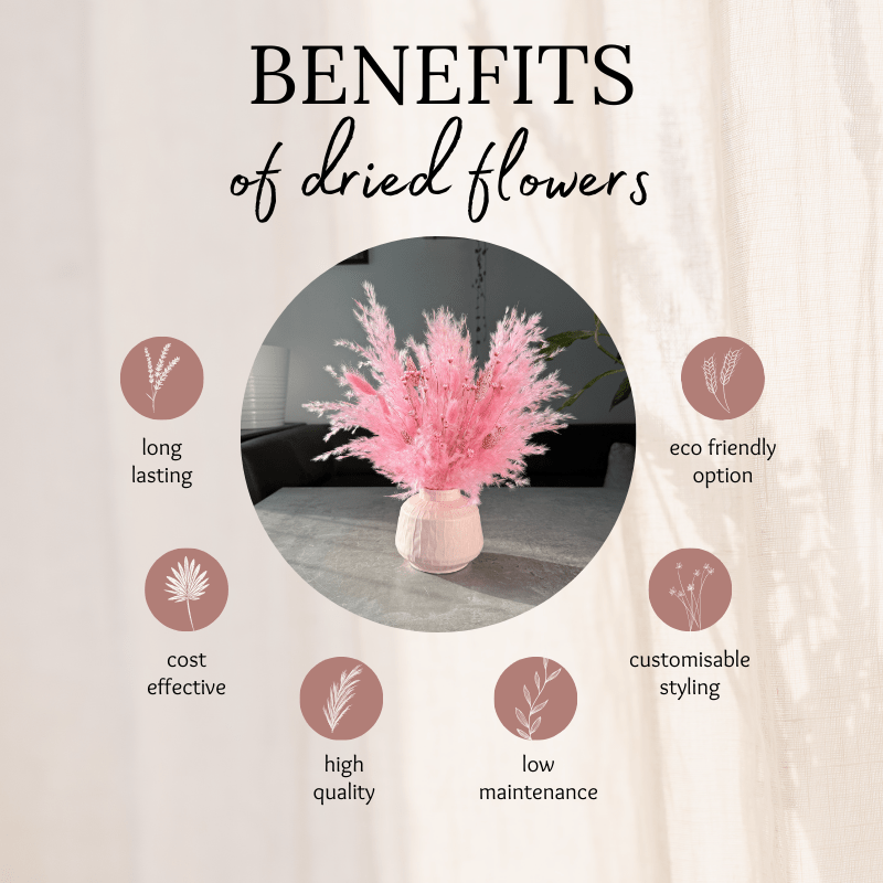 Penelope Dried Flower Arrangement In Pink - Pampas Tallo