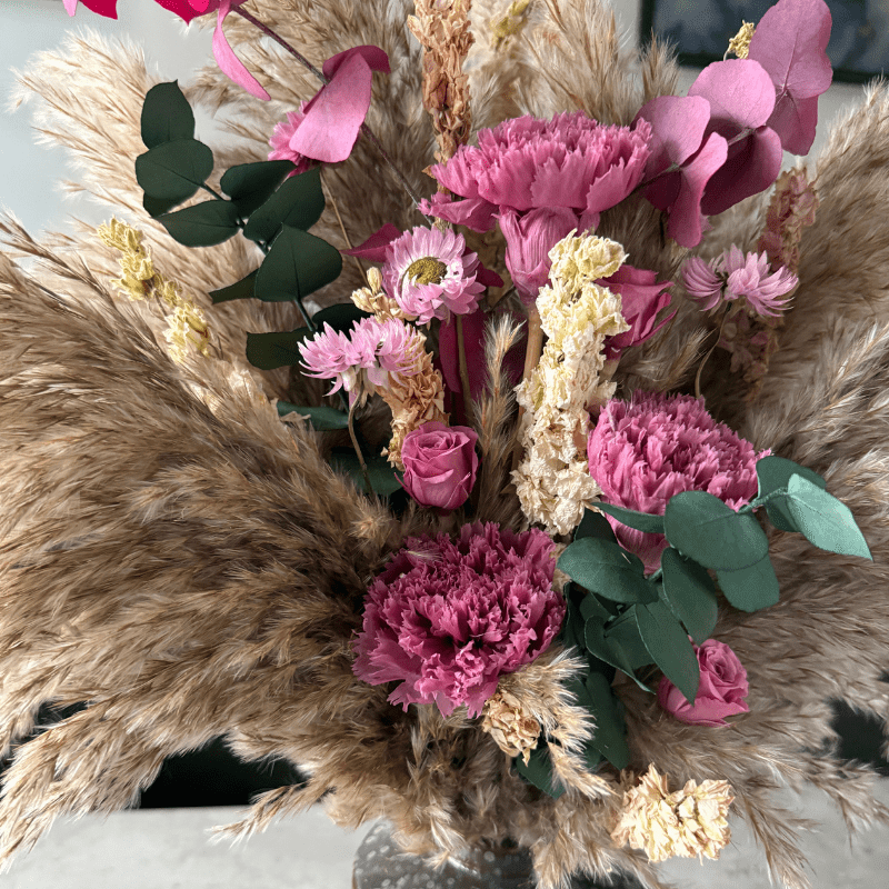 Piper Dried Flower Arrangement In Natural, Berry Purple & Pink - Pampas Tallo