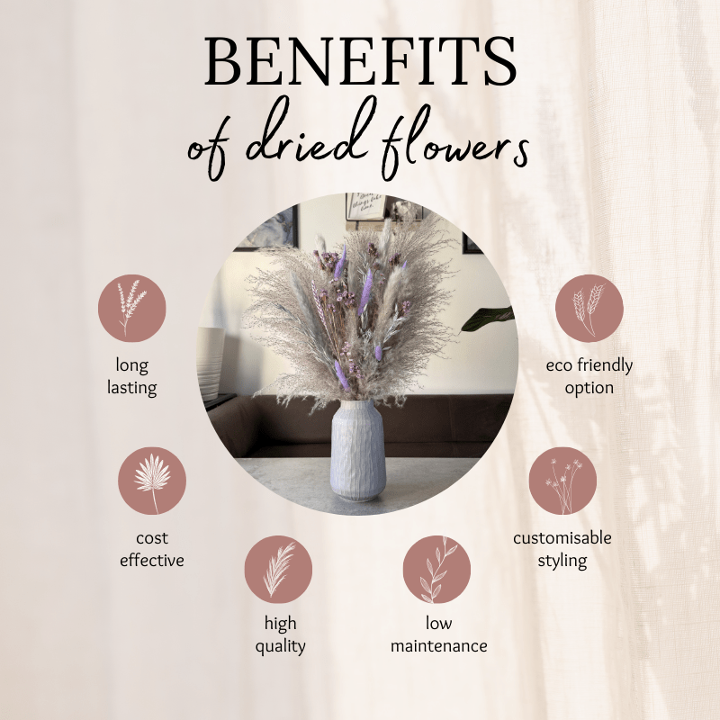 Rathna Dried Flower Arrangement In Grey & Lilac Purple - Pampas Tallo