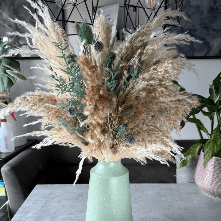 Rhianne Dried Flower Arrangement In Sage, Natural & Cream - Pampas Tallo
