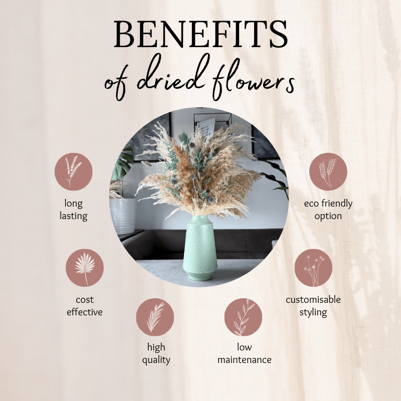 Rhianne Dried Flower Arrangement In Sage, Natural & Cream - Pampas Tallo