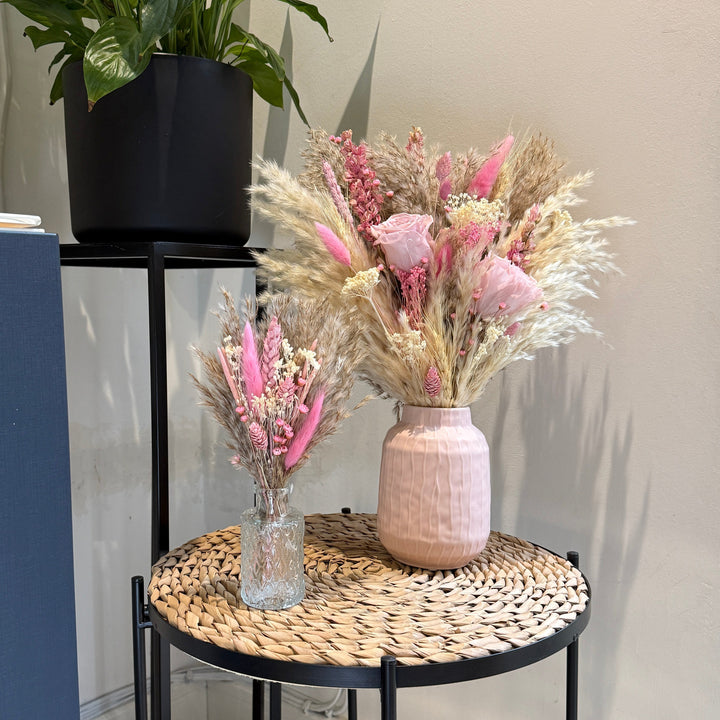Alice Dried Flower Arrangement In Pink &amp; Cream - Pampas Tallo