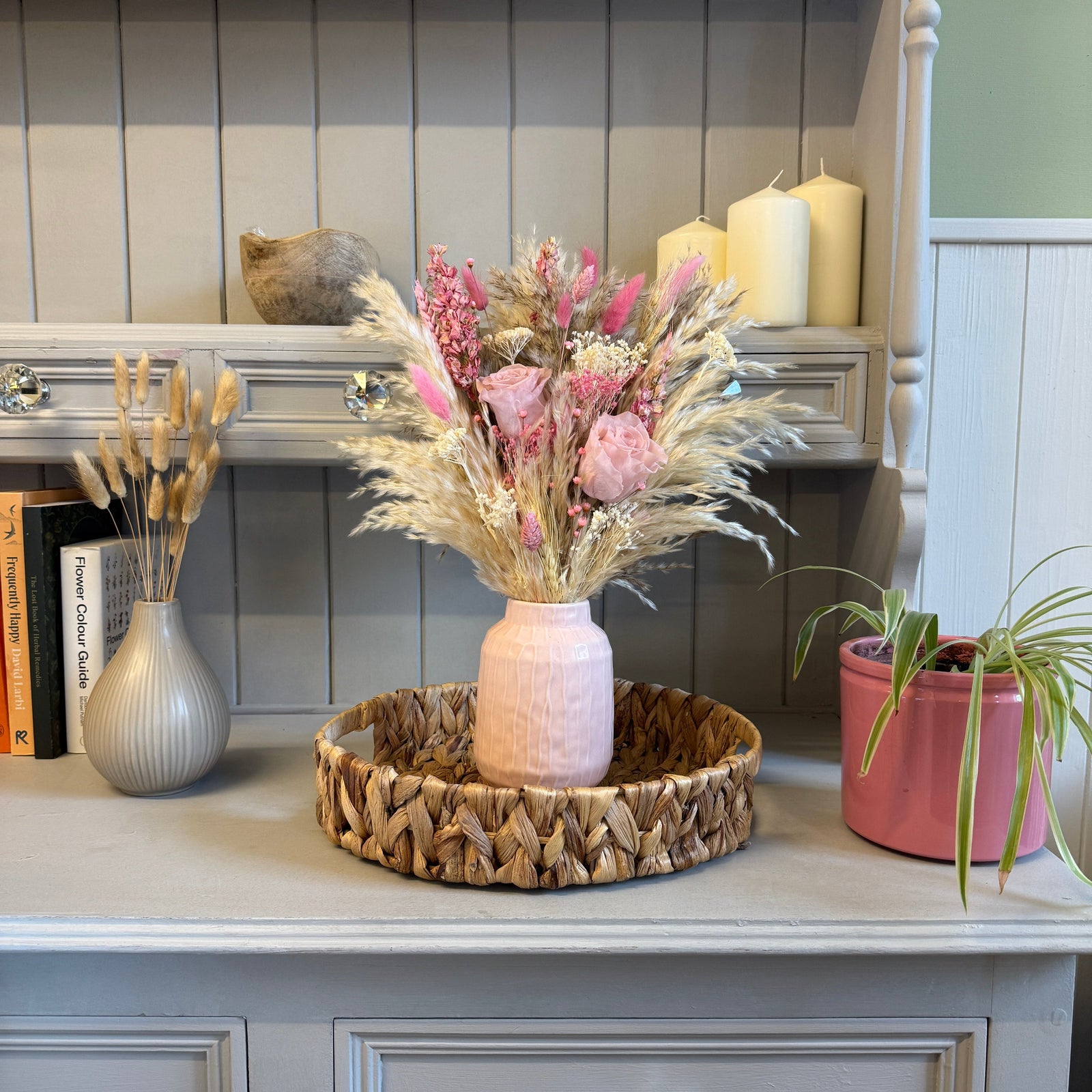 Rosalyn Dried Flower Arrangement | Pink, Cream & Natural - Pampas Tallo