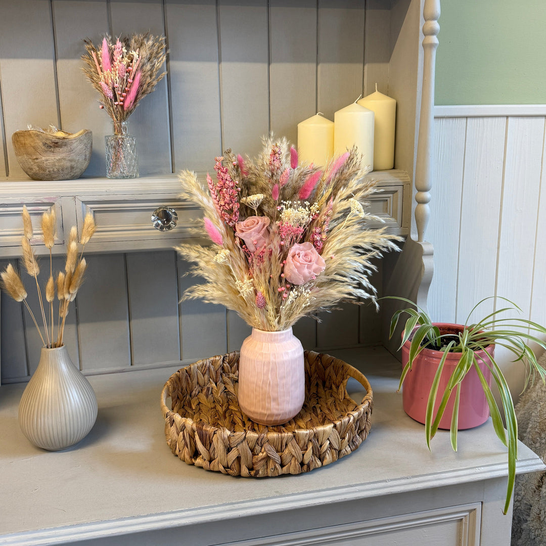 Rosalyn Dried Flower Arrangement | Pink, Cream &amp; Natural - Pampas Tallo