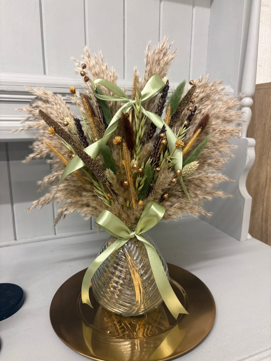 Sage & Bronze Christmas Arrangements - Pampas Tallo