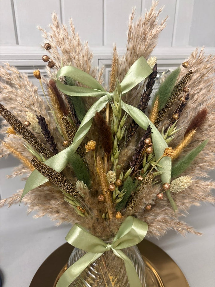 Sage & Bronze Christmas Arrangements - Pampas Tallo