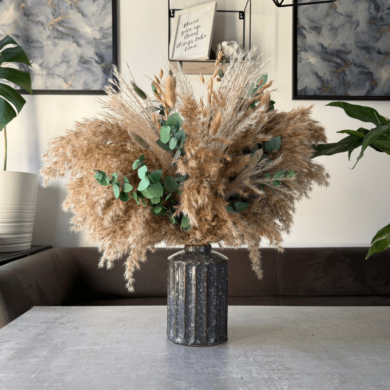 Samantha Dried Flower Arrangement In Natural, Sage Green & Eucalyptus - Pampas Tallo