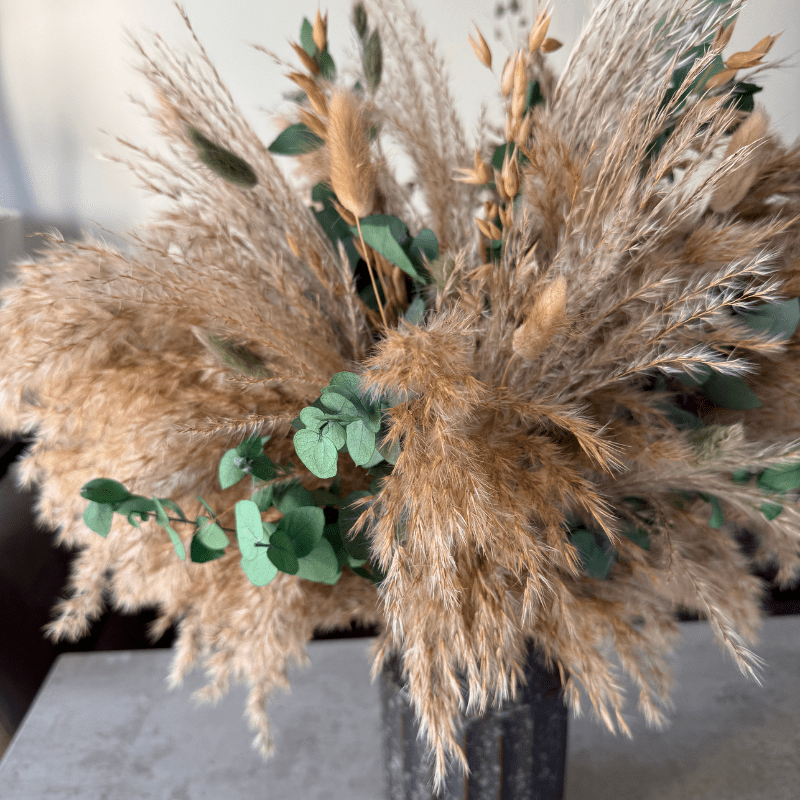 Samantha Dried Flower Arrangement In Natural, Sage Green & Eucalyptus - Pampas Tallo