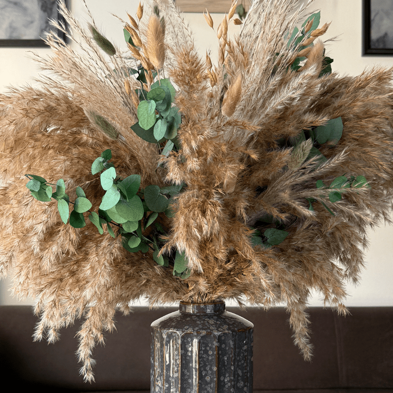 Samantha Dried Flower Arrangement In Natural, Sage Green & Eucalyptus - Pampas Tallo