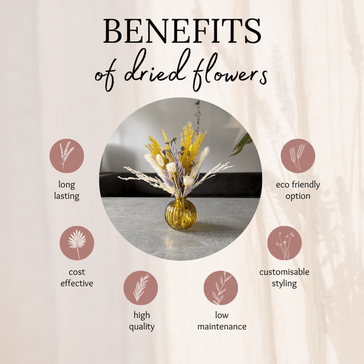 Sana Dried Flower Arrangement In Yellow, Purple & White - Pampas Tallo