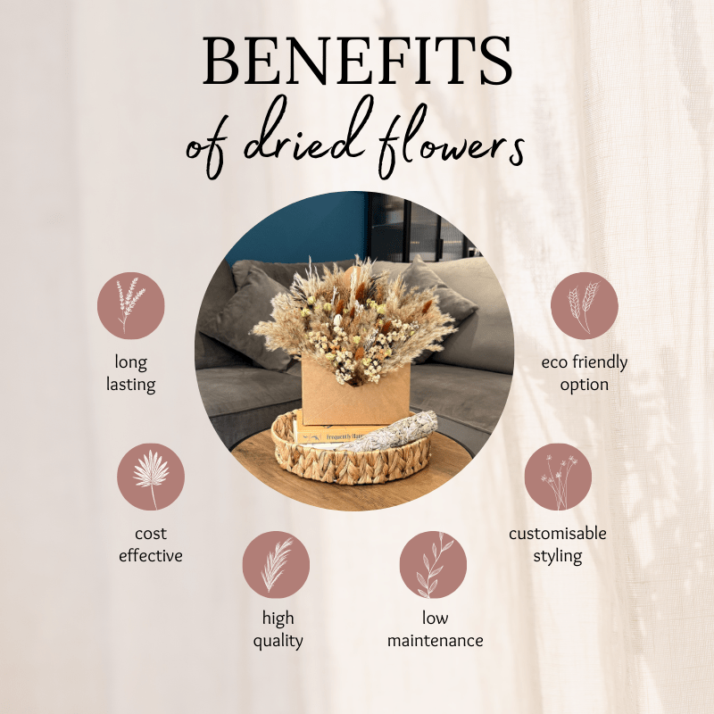 Sarah Envelope Dried Flower Box In Natural, Brown & Cream - Pampas Tallo