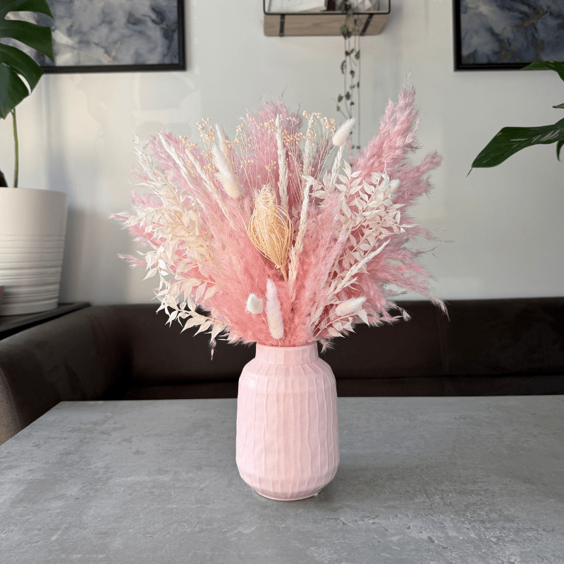 Sophie Dried Flower Arrangement In Pink & White - Pampas Tallo