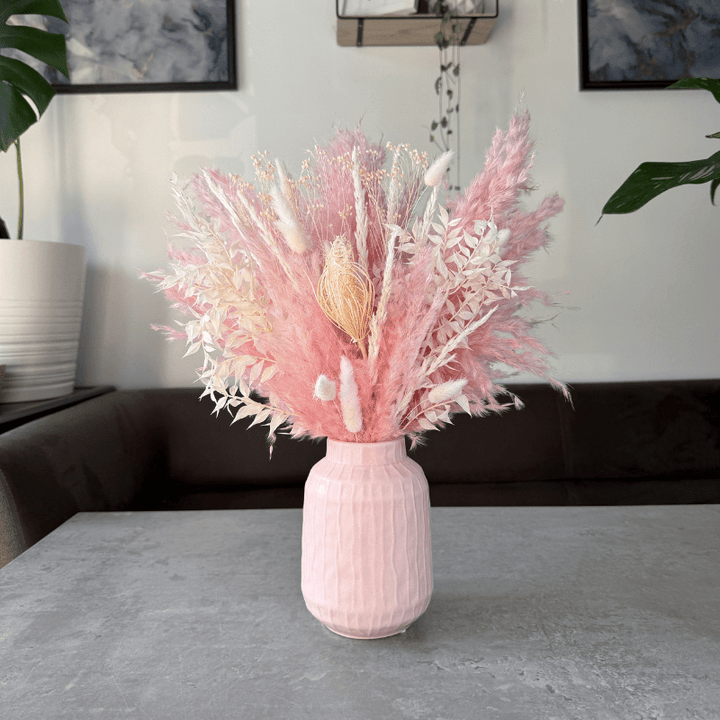Sophie Dried Flower Arrangement In Pink & White - Pampas Tallo