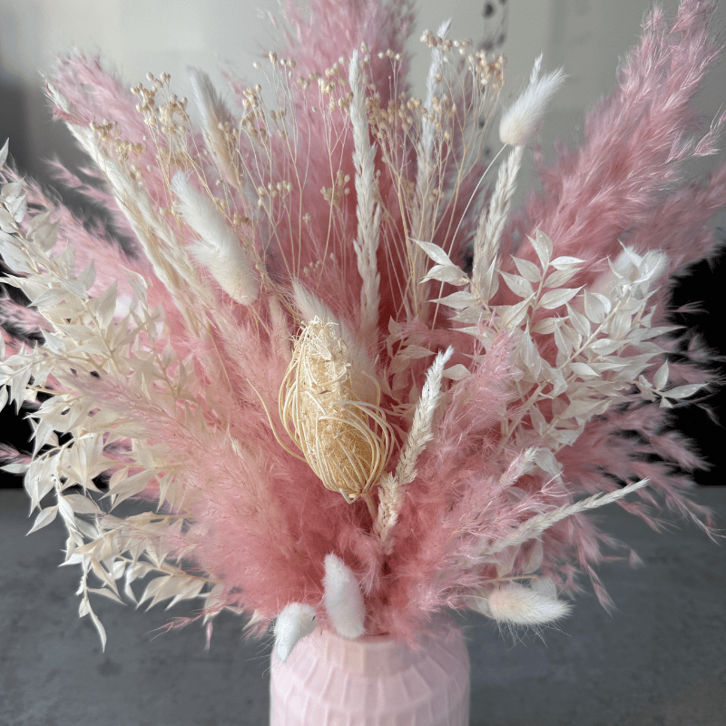 Sophie Dried Flower Arrangement In Pink & White - Pampas Tallo