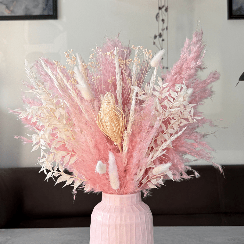 Sophie Dried Flower Arrangement In Pink & White - Pampas Tallo