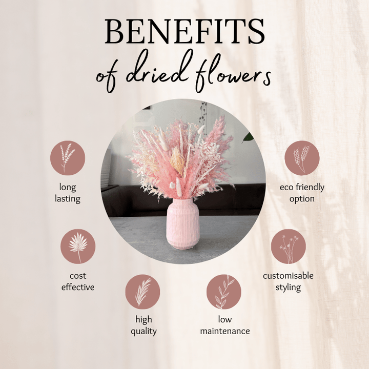 Sophie Dried Flower Arrangement In Pink & White - Pampas Tallo