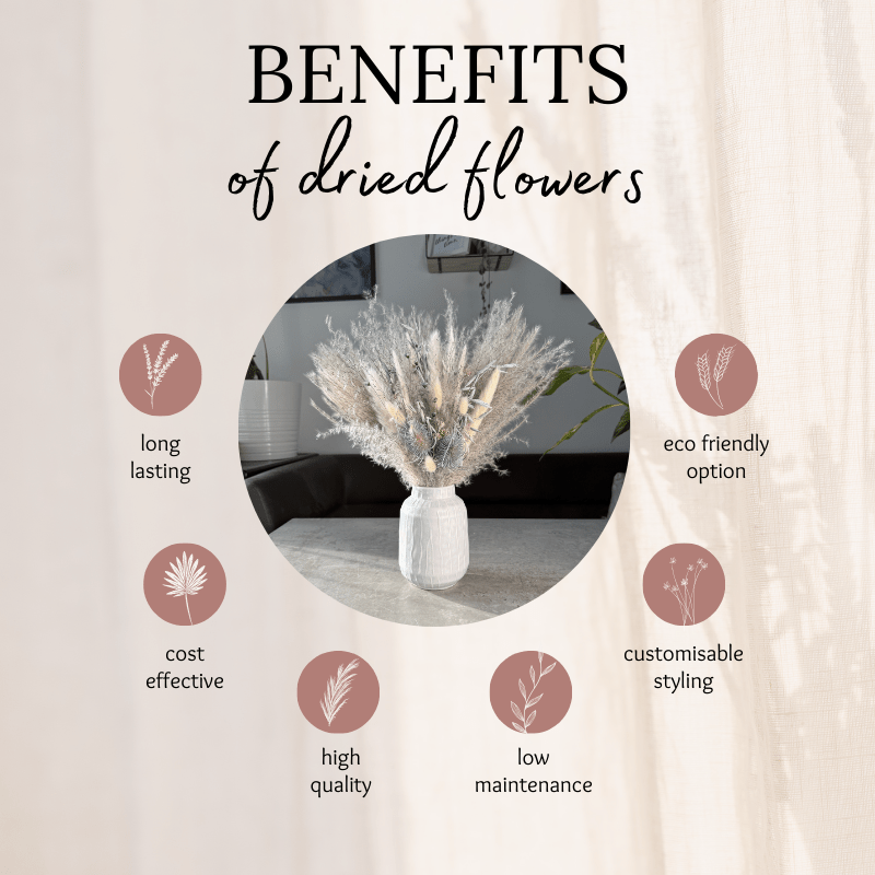 Talia Dried Flower Arrangement In Grey & White - Pampas Tallo