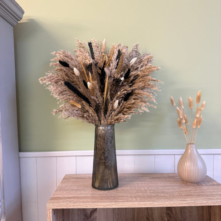 Tanisha Dried Flower Arrangement | Natural, Black &amp; White - Pampas Tallo