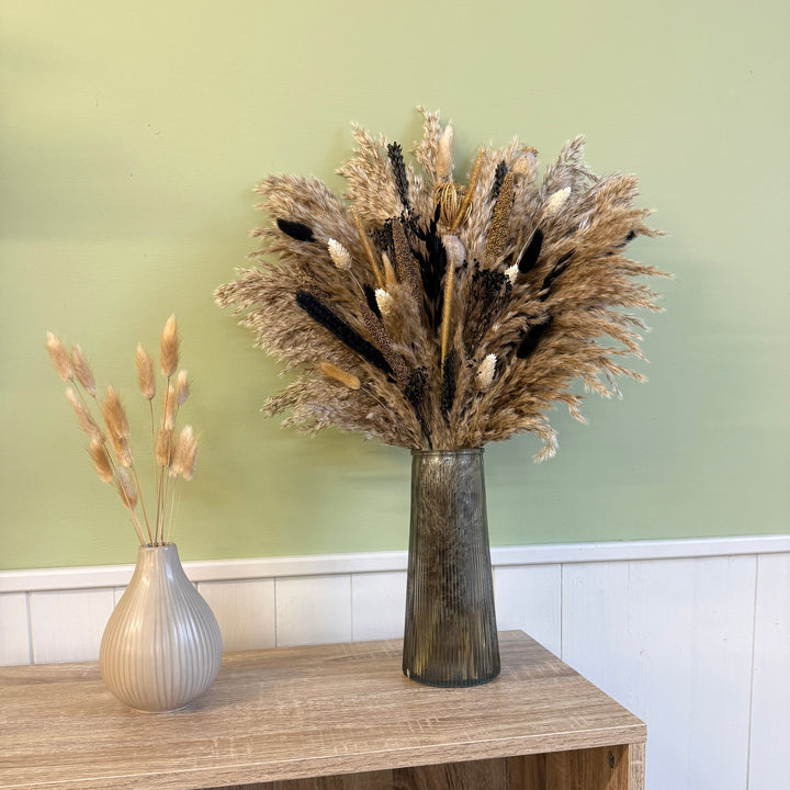Tanisha Dried Flower Arrangement | Natural, Black &amp; White - Pampas Tallo