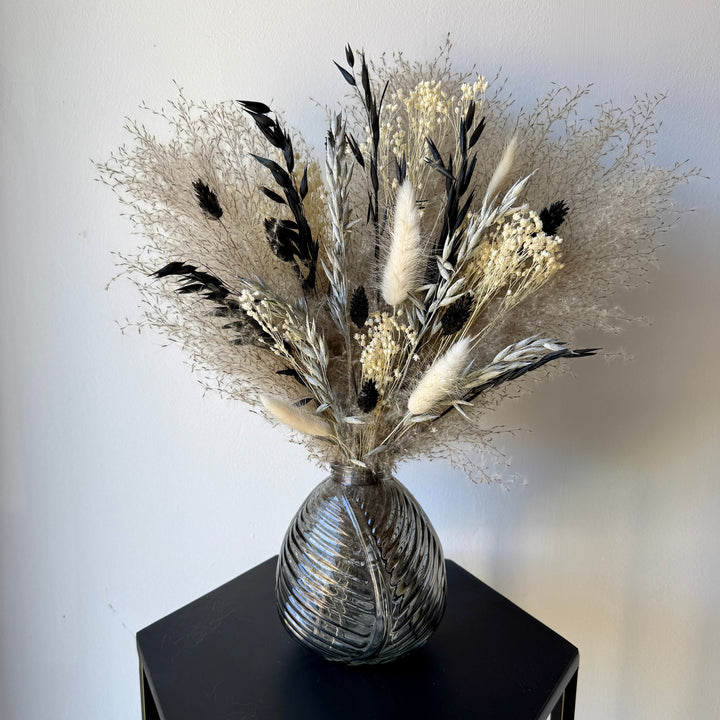 Wilma Dried Flower Arrangement | Grey, Black &amp; White - Pampas Tallo