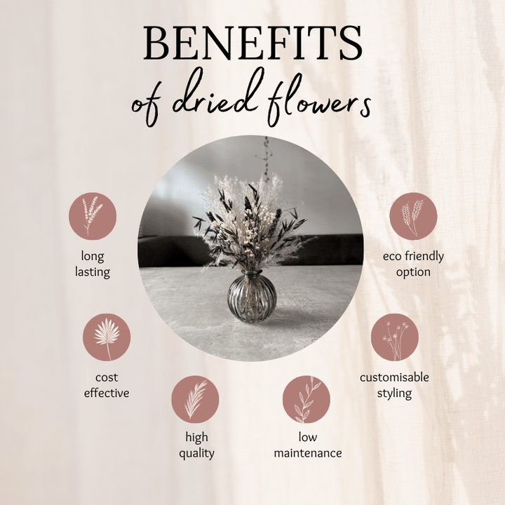 Wilma Dried Flower Arrangement In Grey, Black & White - Pampas Tallo