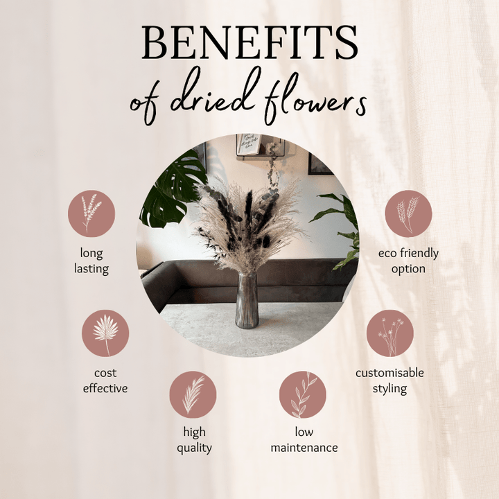 Winter Dried Flower Arrangement In Grey & Black - Pampas Tallo