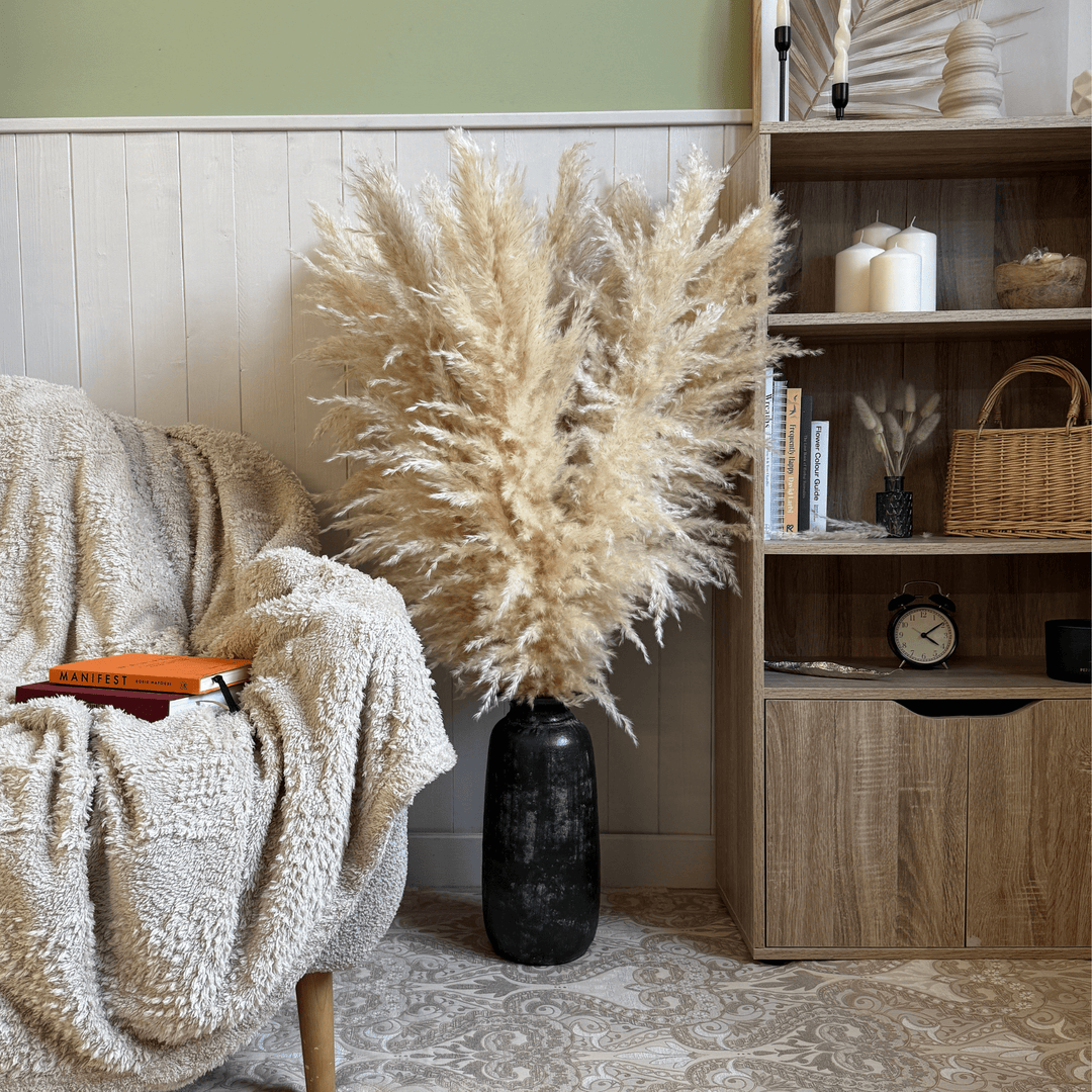 XL Extra Fluffy Pampas Grass In Cream - Pampas Tallo